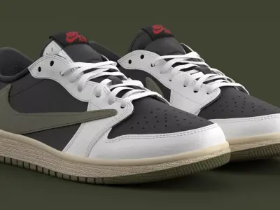 Travis Scott x Air Jordan Olive Low-poly 3D model