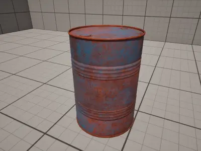 Metal painted old oil and fuel barrels collection 3D model 3D model