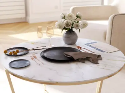 Modern restaurant tableware 3D model