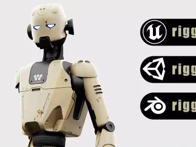 ANDROID JUNO-B  Rigged for Unreal Engine - Unity - MIXAMO  3D model