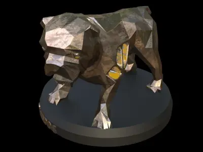 Steampunk Old Bulldog Pose Low-poly 3D model