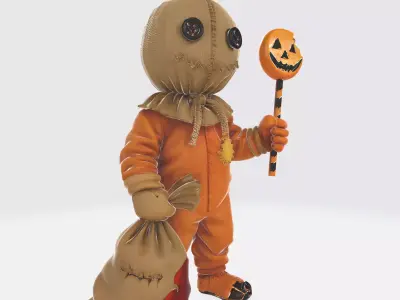 Sam Trick r Treat Horror Figurine Halloween Pumpkin Lollipop 3D print model