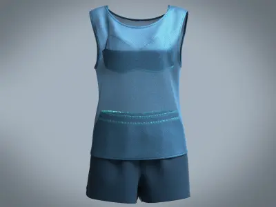 Mesh Gym Bra with Tank top and Short 3D model