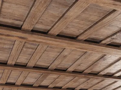 Gable Wooden Ceiling V3  3D model