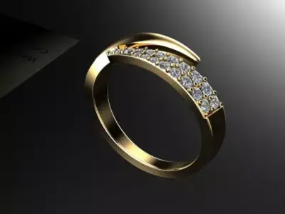 Gold ring with diamonds 3D print model purchase