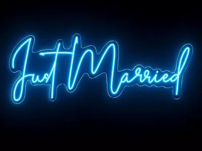 Just Married Neon Sign 3D model