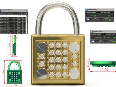 STL 3DM jewelry Lock Pendant model jp0369 3D print model
