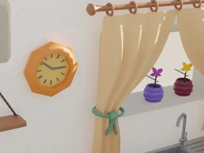 Isometric Kitchen - Room Free low-poly 3D model