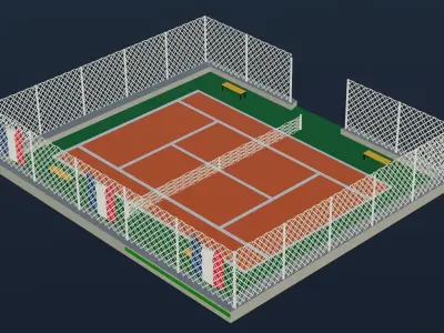 Tennis Court - France Low-poly 3D model