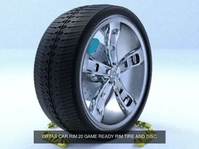 ORTAS CAR RIM 19 AND 20 GAME READY RIM TIRE AND DISC 3D Model Pack