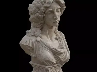 Stunning Bust of Woman with Flowers  classical Greco-Roman art 3D model