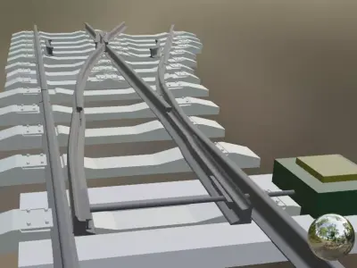 turnout train tracks 3D model