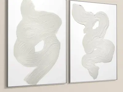 Plaster Two Photo Frame 129 Low-poly 3D model