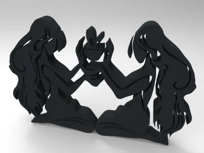 Gemini two women holding plant in their hands Free 3D print model