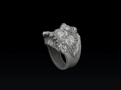 Lion With Crown Ring 3D print model