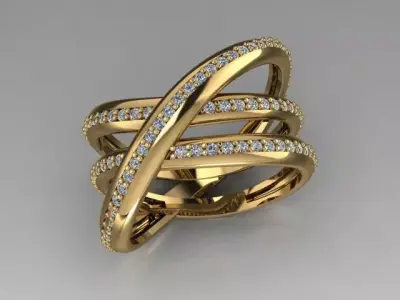 Sparkling modern  Diamond Ring with 2 different sizes 14 and 17  3D print model