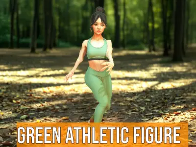 Green Athletic Figure model pack Low-poly 3D model