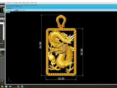Rectangular Dragon Carved Pendant Jewelry 3989 3D print model