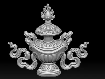 Buddhist Treasure Vase Statue  3D print model
