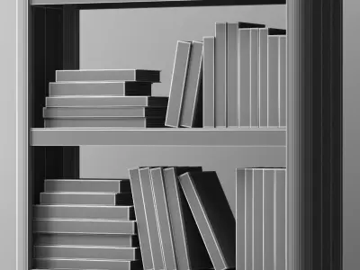 Book collection bookcases for living room 3D model