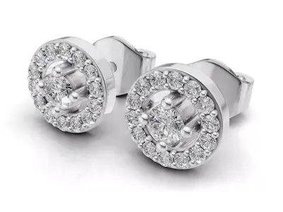 AV 731 Diamond Ladies Halo Stud Earrings 3D print model