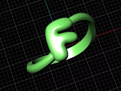 F alphabet baypass ring 3D print model