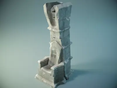 Ancient Stone Throne PBR Game Ready Low-poly 3D model