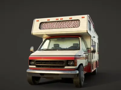 camper van truck Low-poly 3D model