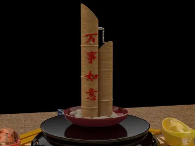  Chinese bamboo water fountain    3D model