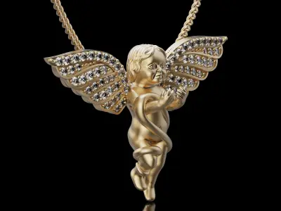 Angle  pendant silver gold jewelry printable 3D model 3D print model