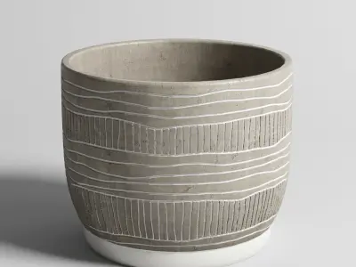 indoor plant of earthenware concrete vases 211 3D model