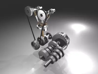 motorcycle engine cutaway model 3D  3D model