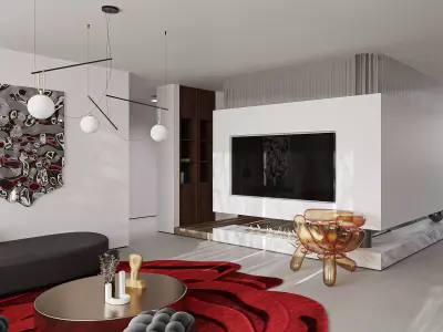 Modern living room dining room interior scenes 273 3D model