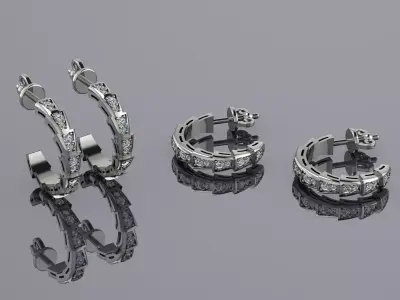 Bulgari Earrings Serpenti  Jewelry Gold  3D print model
