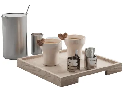 062 Kitchen decor set DISHES coffee set 01 3D model