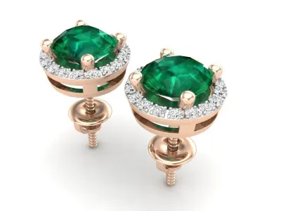 AV 601 Diamond Halo Earrings 3D print model