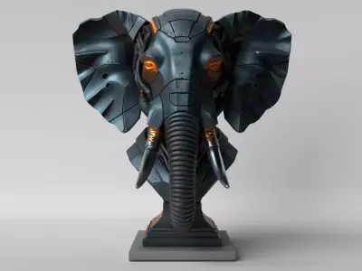 Cyberphant  Cyberpunk Elephant Bust 3D print model