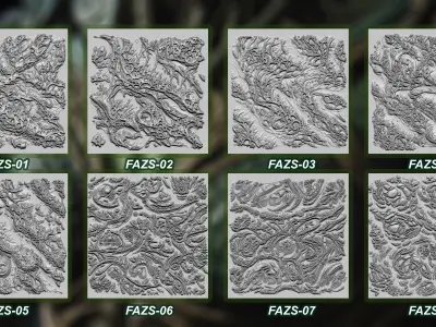 50 Alien and zombie skin Alpha and Brush 3D model