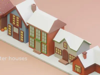 Isometric Winter City Life Pack - Christmas edition 3D model