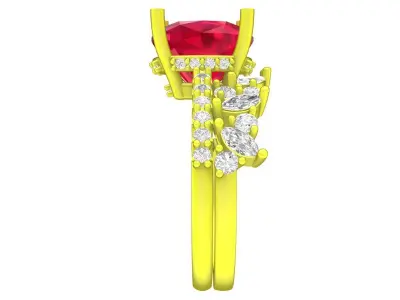 A7534 Luxury Cushion Diamond Engagement Ring 3D Model 3D print model