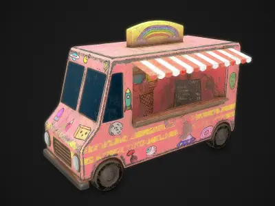 Ice Cream Truck  Low-poly 3D model