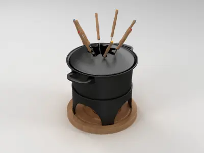 Fondue Set pot 3D model