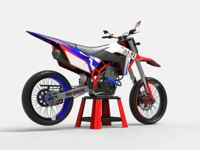 Supermoto dirt bike Low-poly 3D model