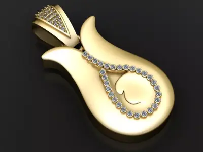 Elegant Teardrop Gold Pendant 3D print model