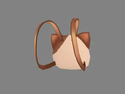 Cartoon children school bag - cat backpack Low-poly 3D model