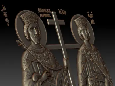 Orthodox icon of Saints Constantine and Helen 3D model