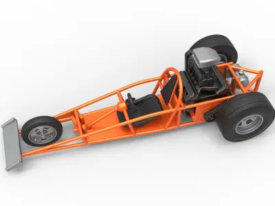 Rear engine old school three wheeled dragster Scale 1 to 25 3D print model