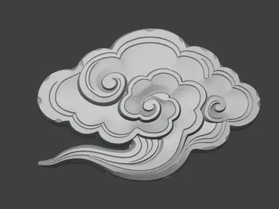 A 3D sculpture of auspicious cloud with cloud pattern decoration 3D print model