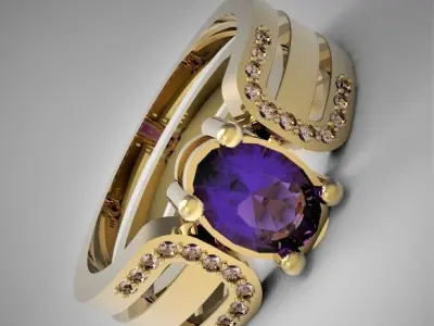 ring with gems Free 3D print model