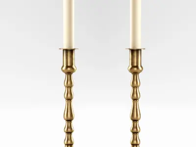 Vintage brass candleholders  Low-poly 3D model